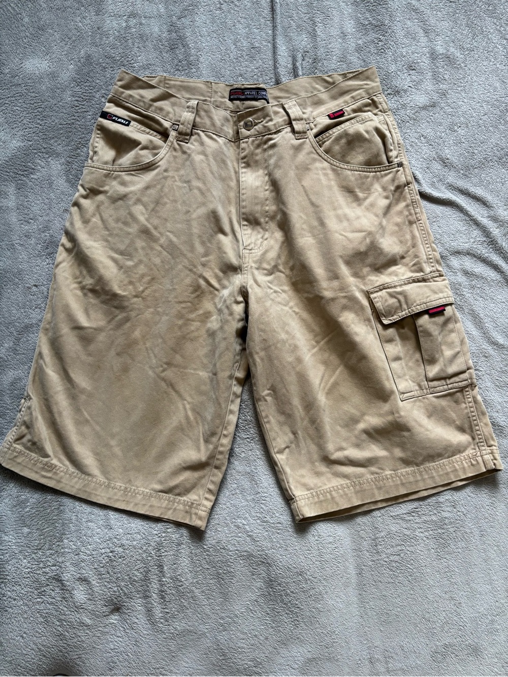 Vintage 90s FUBU Baggy Canvas Khaki Shorts Skate Cargo Pockets Men's Size 36